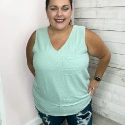 Cotton Bleu "Trend Alert" Sage Sleeveless Top