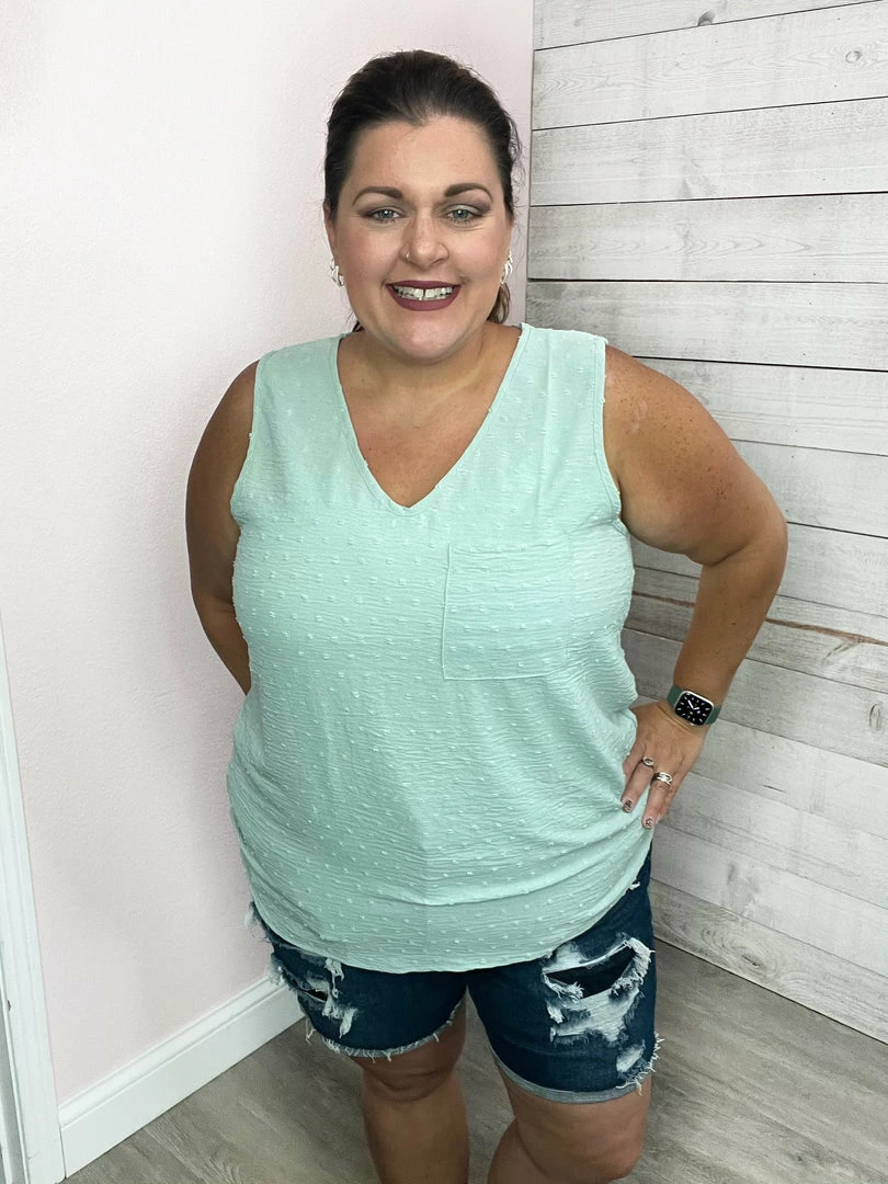 Cotton Bleu "Trend Alert" Sage Sleeveless Top 1 Cotton Bleu "Trend Alert" Sage Sleeveless Top