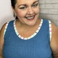 Haptics "Away On Vacay" Blue Tank Top