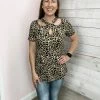 Celeste "Going Somewhere" Animal Print Cutout Top