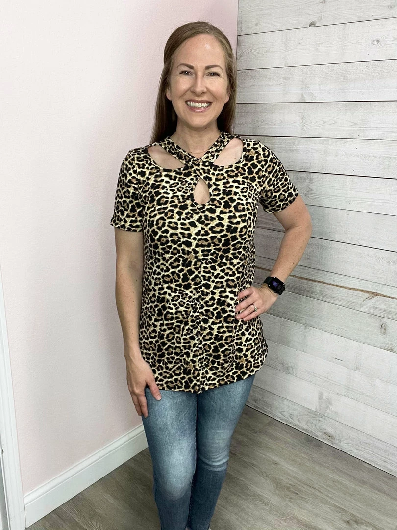Celeste "Going Somewhere" Animal Print Cutout Top 1 Celeste "Going Somewhere" Animal Print Cutout Top