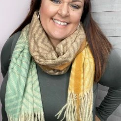 Accessorize Me "Oliver" Mint/Mustard Chevron Oblong Scarf New Arrivals