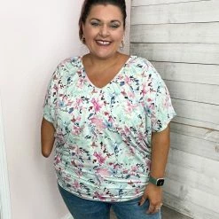 Be Stage "Call It Love" Pink/Purple Floral Print Top Clothing