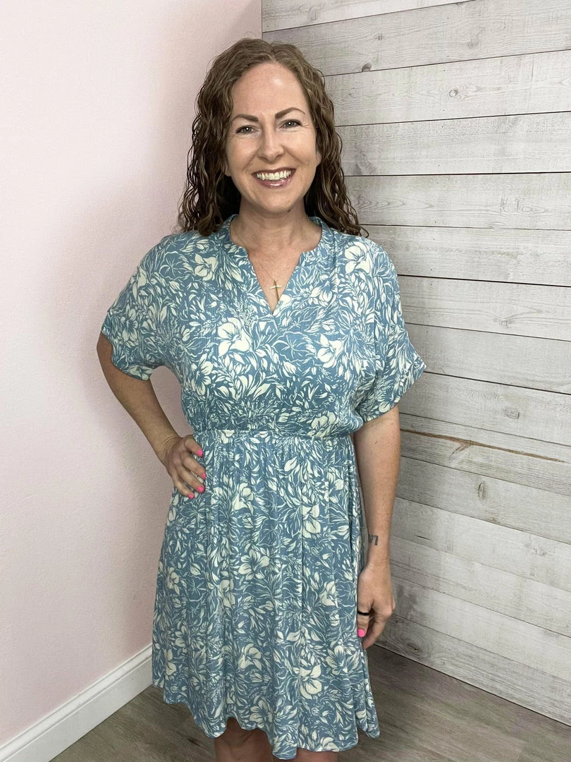 Honeyme Clothing "Find Happiness" Blue Floral Dress 2 Honeyme Clothing "Find Happiness" Blue Floral Dress