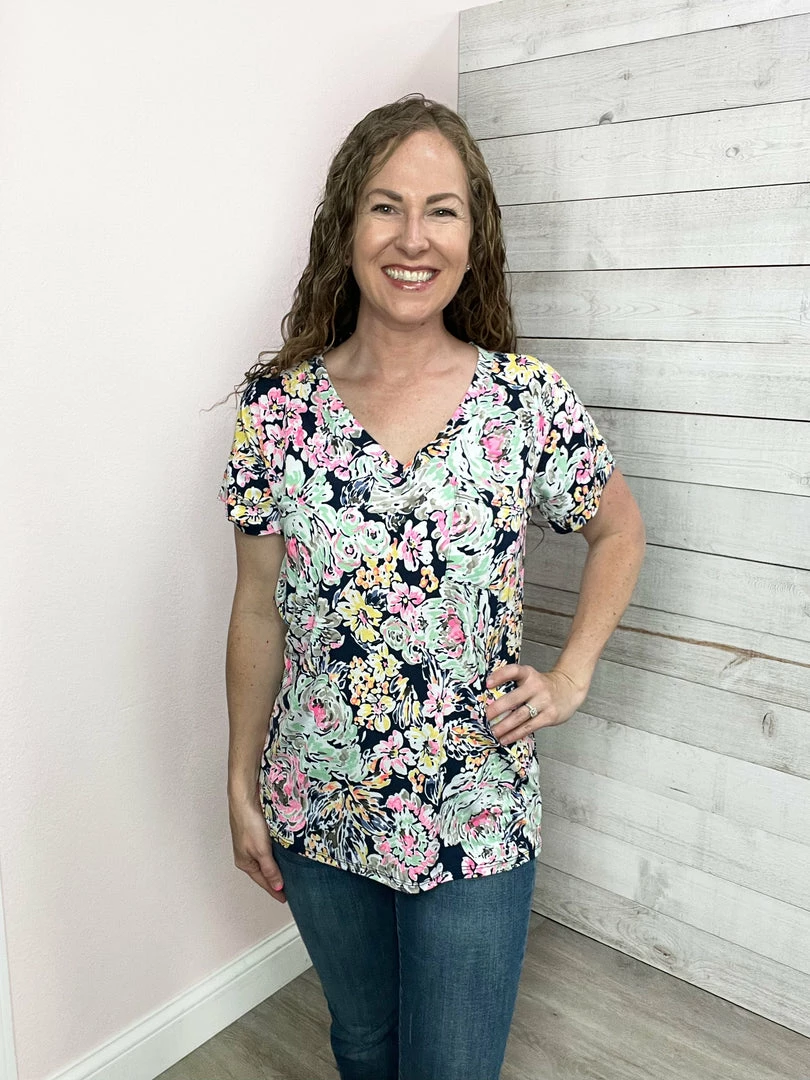 Sew In Love "May Flowers" Floral V Neck Top Clothing 1 Sew In Love "May Flowers" Floral V Neck Top Clothing