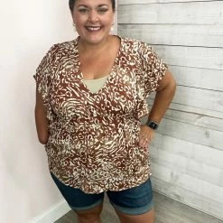 Sugarfox Clothing "Calling You" Animal Print Babydoll Top