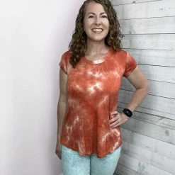 Chris & Carol "Sweet Talk" Tie Dye Short Sleeve Top- Orange