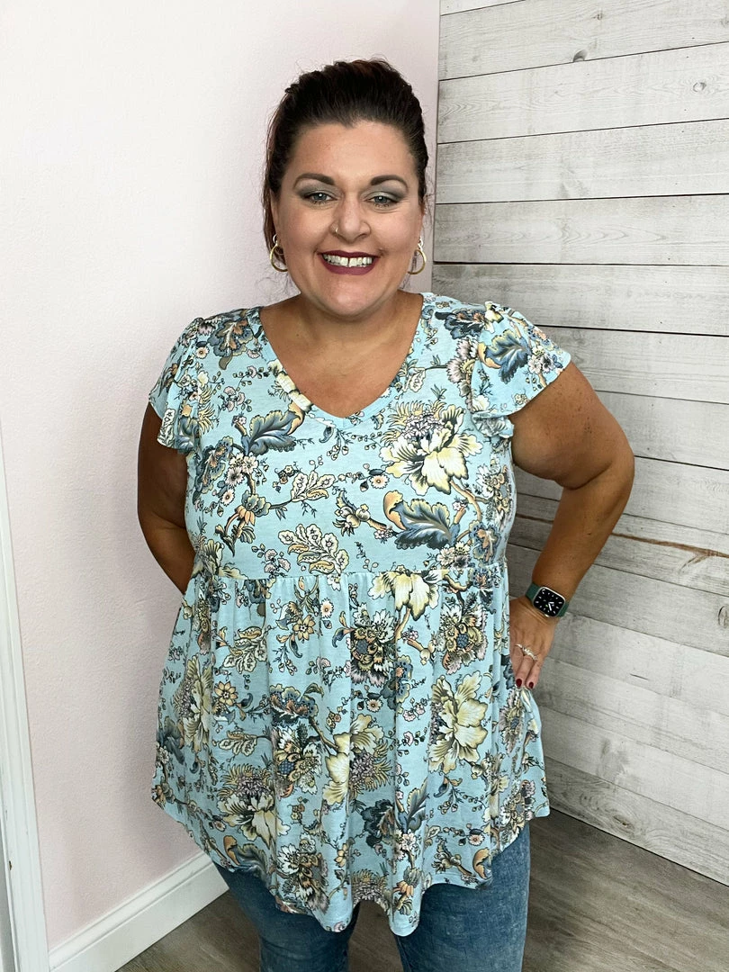 Be Stage "Sweet On Me" Blue Paisley Babydoll Top Clothing 1 Be Stage "Sweet On Me" Blue Paisley Babydoll Top Clothing