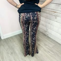 Mono B Clothing "Flirty Flare" Paisley Flare Leggings- Navy