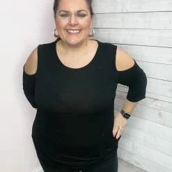 Eluna "Pure Sweetness" Cold Shoulder Top- Black *FINAL SALE*