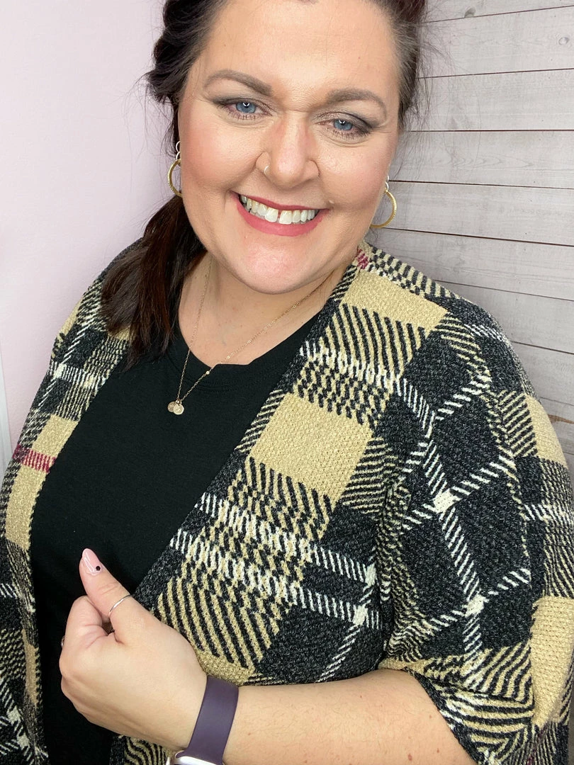 Honeyme "Making Moves" Plaid Open Cardigan Clothing 4 Honeyme "Making Moves" Plaid Open Cardigan Clothing