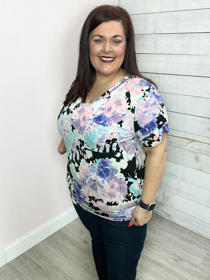 Sew In Love Clothing "Never Miss Out" V Neck Top- Floral Print *FINAL SALE* 4 Sew In Love Clothing "Never Miss Out" V Neck Top- Floral Print *FINAL SALE*