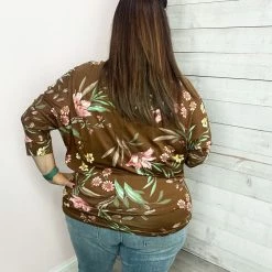 Honeyme Clothing "Can't Let Go" Brown Floral Top 6 Honeyme Clothing