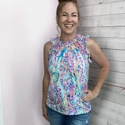 Lime N Chili Clothing "Darling Diva" Mock Neck Ruffle Top