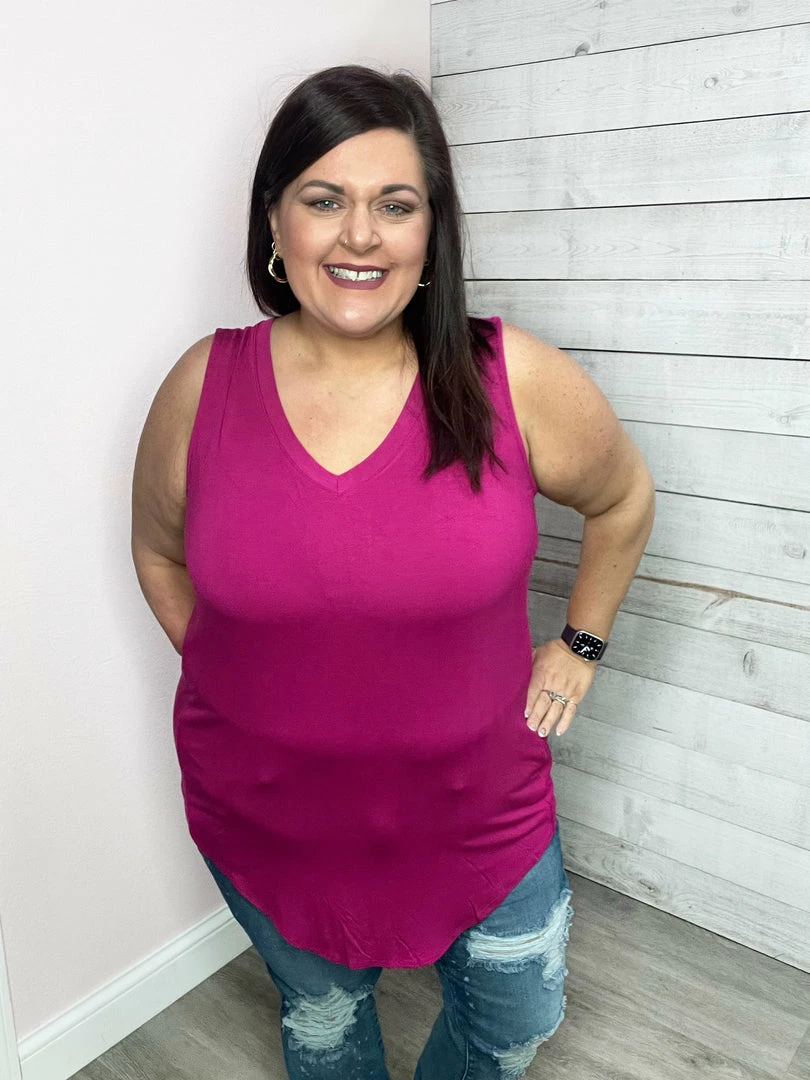 Zenana "Smile" V Neck Tank Clothing 7 Zenana "Smile" V Neck Tank Clothing