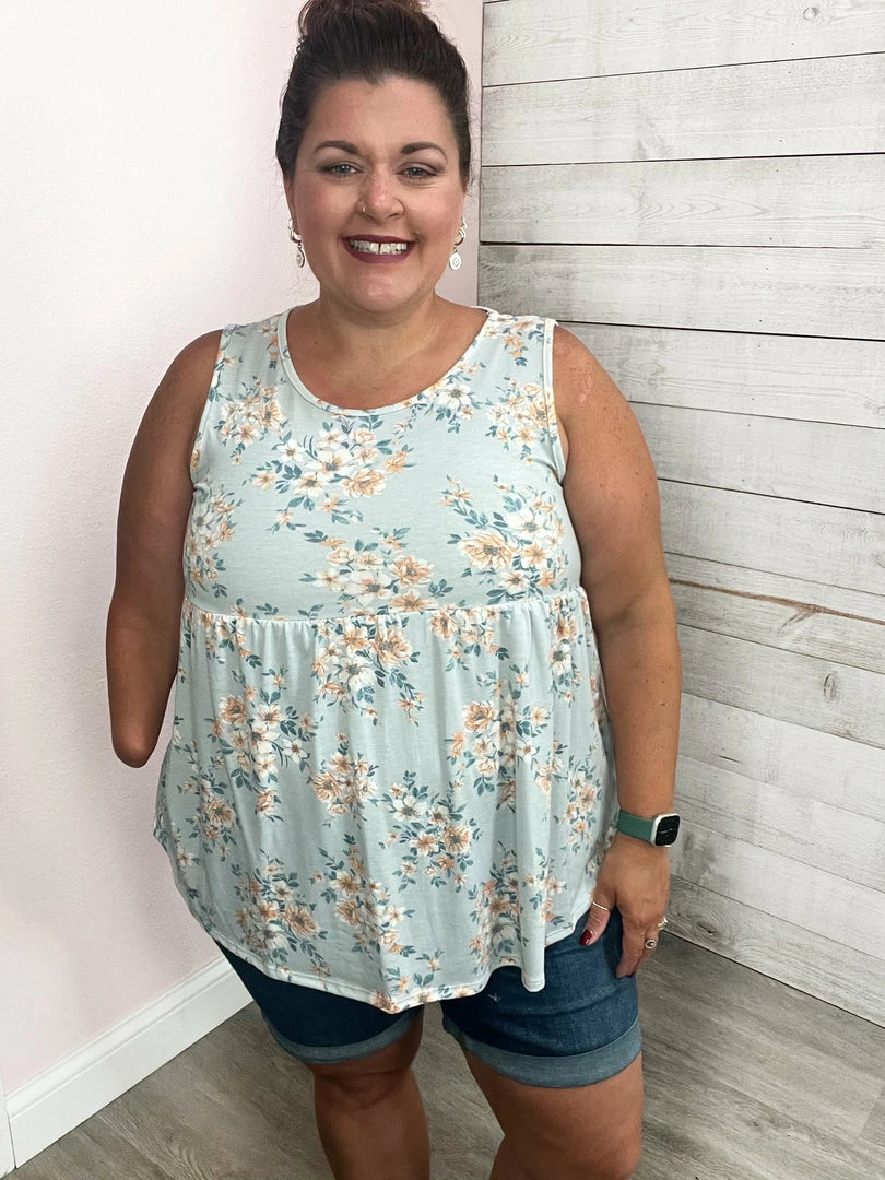 Lovely Melody "Subtle Elegance" Floral Babydoll Tank 2 Lovely Melody "Subtle Elegance" Floral Babydoll Tank