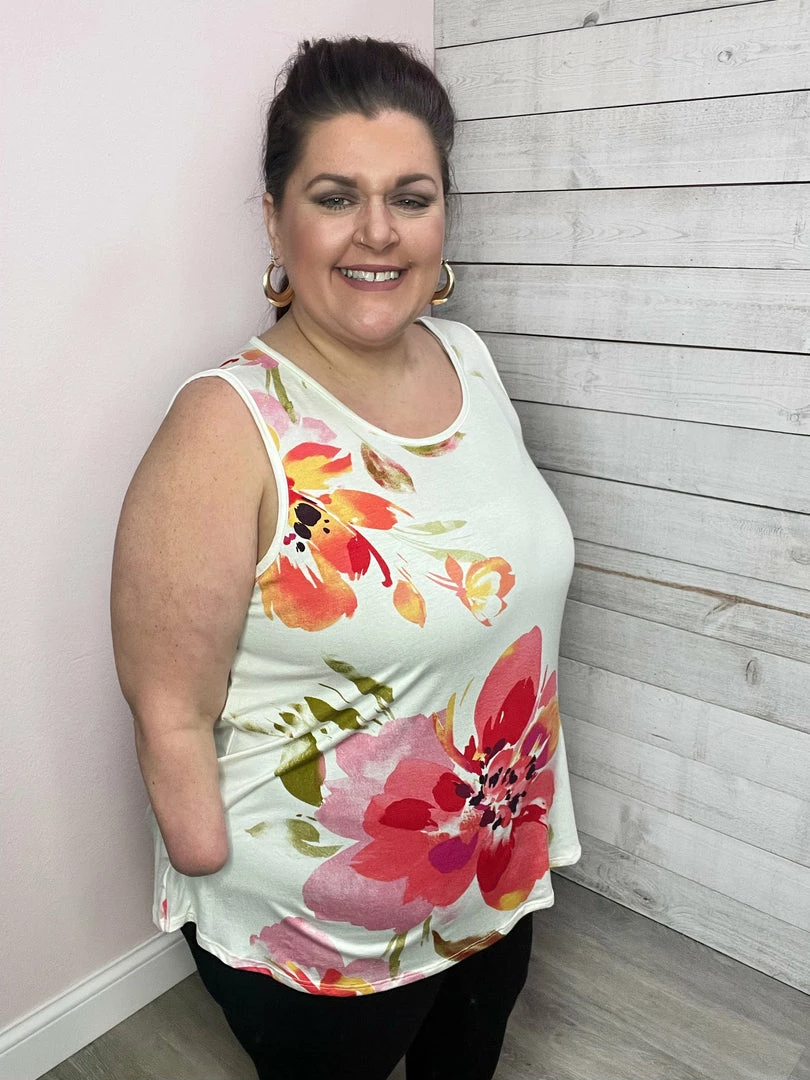 Eluna "Inner Hope" Floral Tank Top- Ivory *FINAL SALE* 4 Eluna "Inner Hope" Floral Tank Top- Ivory *FINAL SALE*