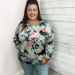 Honeyme "Think About It" Tie Dye Animal Print Top