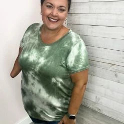 Chris & Carol "Sweet Talk" Tie Dye Short Sleeve Top- Green Clothing 6 Chris & Carol