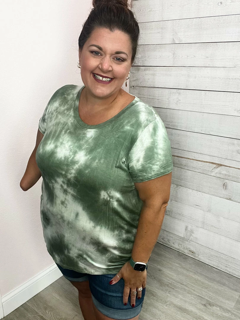 Chris & Carol "Sweet Talk" Tie Dye Short Sleeve Top- Green Clothing 3 Chris & Carol "Sweet Talk" Tie Dye Short Sleeve Top- Green Clothing
