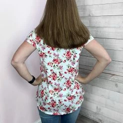 Chris & Carol Clothing "Let It Be" Ivory Floral Short Sleeve Top