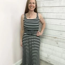 Gilli "Olden Days" Black/White Stripe Maxi Dress