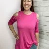 Eluna "Pure Sweetness" Cold Shoulder Top- Pink *FINAL SALE* Clothing