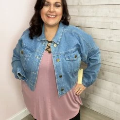 Mono B "Essential" Cropped Denim Jacket Clothing