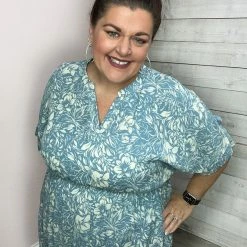 Honeyme Clothing "Find Happiness" Blue Floral Dress 7 Honeyme Clothing