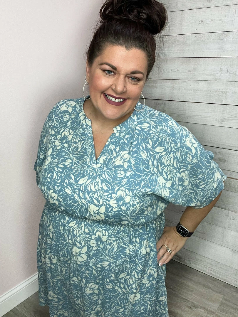 Honeyme Clothing "Find Happiness" Blue Floral Dress 4 Honeyme Clothing "Find Happiness" Blue Floral Dress