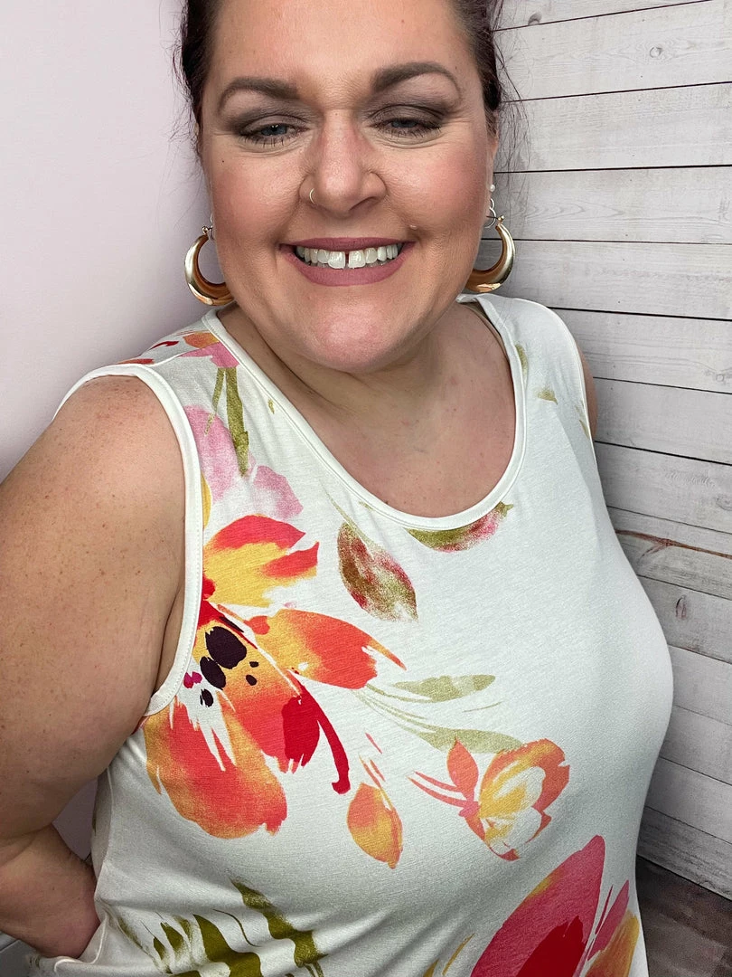 Eluna "Inner Hope" Floral Tank Top- Ivory *FINAL SALE* 5 Eluna "Inner Hope" Floral Tank Top- Ivory *FINAL SALE*