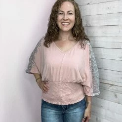 143 "Sugar Rush" Lace Shoulder Top Clothing