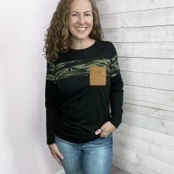 Sunshine & Rodeos "Take It Easy" Camo Long Sleeve Top