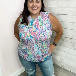 Lime N Chili Clothing "Darling Diva" Mock Neck Ruffle Top