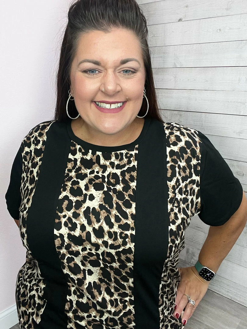 Sunshine & Rodeos "Adore You" Leopard Vertical Colorblock Top Clothing 4 Sunshine & Rodeos "Adore You" Leopard Vertical Colorblock Top Clothing