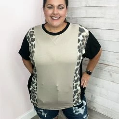 Celeste "Don't Worry" Colorblock Short Sleeve Top