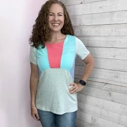 Vanilla Bay "Travel Life" Colorblock Short Sleeve Top