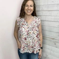 Andree "Full Of Life" Floral Print Babydoll Top Clothing