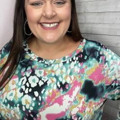 Honeyme "Think About It" Tie Dye Animal Print Top 6 Honeyme