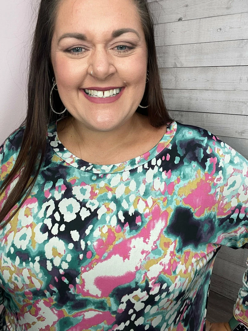 Honeyme "Think About It" Tie Dye Animal Print Top 3 Honeyme "Think About It" Tie Dye Animal Print Top