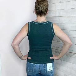 Ps Kate "Summer Time" Ribbed Tank- Teal Clothing
