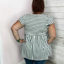 Be Stage "Back Together" Black/White Striped Babydoll Top Clothing 6 Be Stage