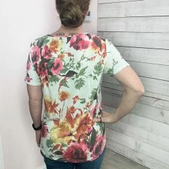 Staccato "Be My Love" Ivory Floral Print Top Clothing