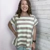 Cotton Bleu Clothing "Keep Up" Striped Short Sleeve Top- Mocha