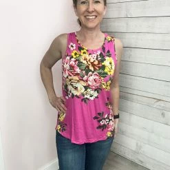 Staccato "Don't Hold Back" Floral Tank Top- Pink Clothing