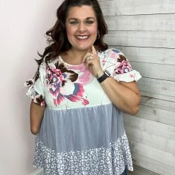 Celeste "First Kiss" Tiered Color Block Ruffle Top