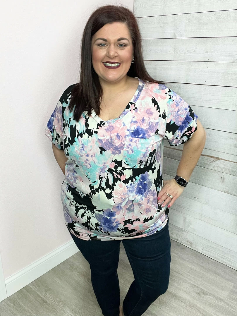 Sew In Love Clothing "Never Miss Out" V Neck Top- Floral Print *FINAL SALE* 1 Sew In Love Clothing "Never Miss Out" V Neck Top- Floral Print *FINAL SALE*