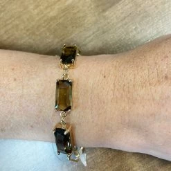 What's Hot "Allison" Crystal And Gold Link Chain Bracelet