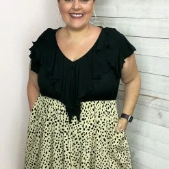 Haptics Clothing "Best Day Ever" Ruffle Animal Print Dress