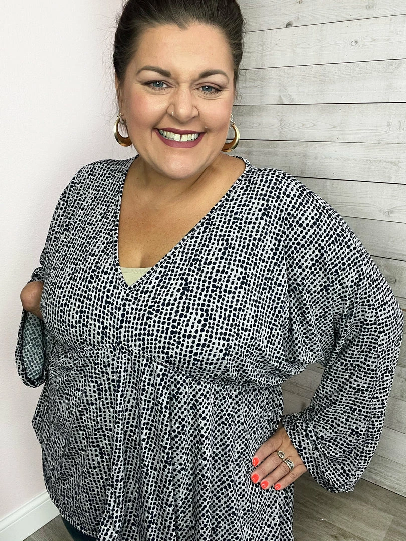 White Birch "Show Me Around" Purple Dot Long Sleeve Top Clothing 4 White Birch "Show Me Around" Purple Dot Long Sleeve Top Clothing